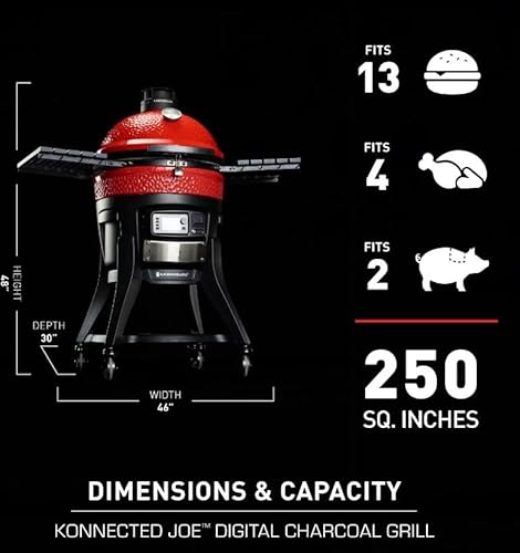 Generic Kamado Joe Konnected Joe Digital Charcoal Grill and Smoker with Auto-Ignition and Temperature Control Red