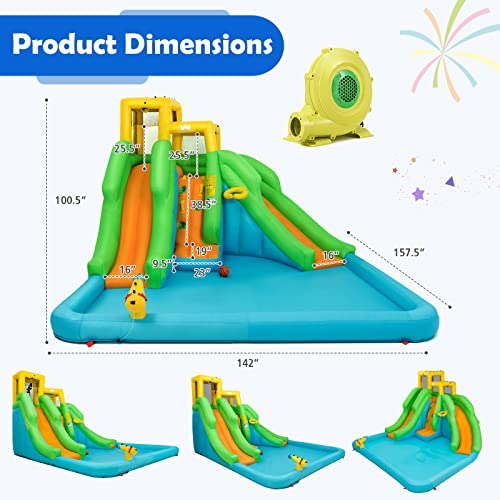 HONEY JOY Inflatable Water Slide 6-in-1 Kids Bouncer Multicolored