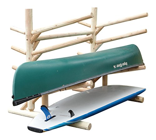 Log Kayak Rack Low 2 SUP Plus 2 Kayak Rack One Sided with Pegs Canyon Brown