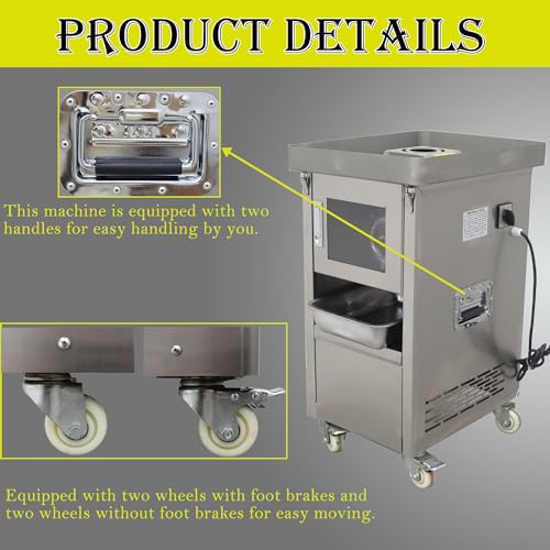 HQHAOTWU Electric Meat Grinder Stainless Steel 2200W Silver