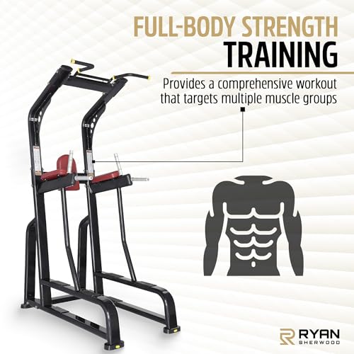 RYAN SHERWOOD Power Tower - Commercial Chin Dip Station with Vertical Knee Raise, 275 lb Capacity