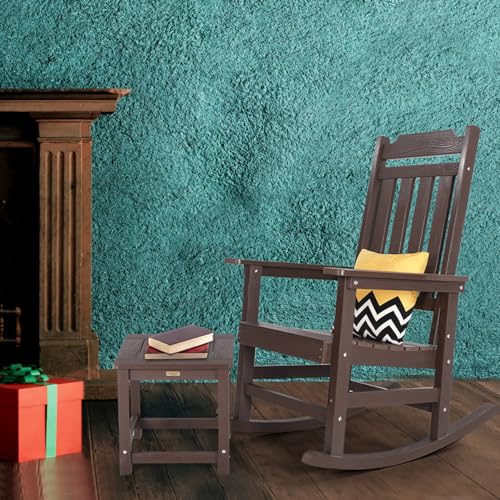 hOmeQomi Rocking Chairs Set of 4 All Weather Resistant Poly Lumber Brown
