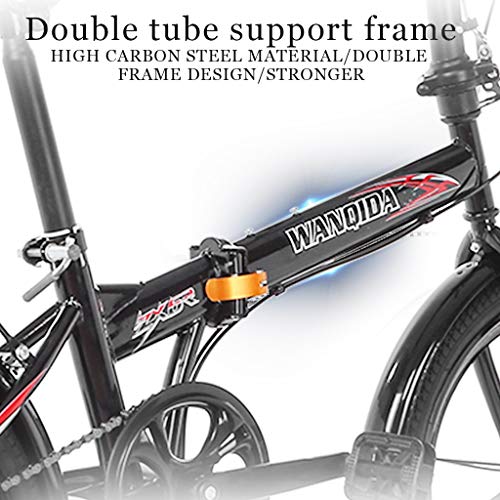 HUUH Folding Bikes for Adults 20" 7 Speed City Folding Compact Bike Bicycle Urban Commuter Black