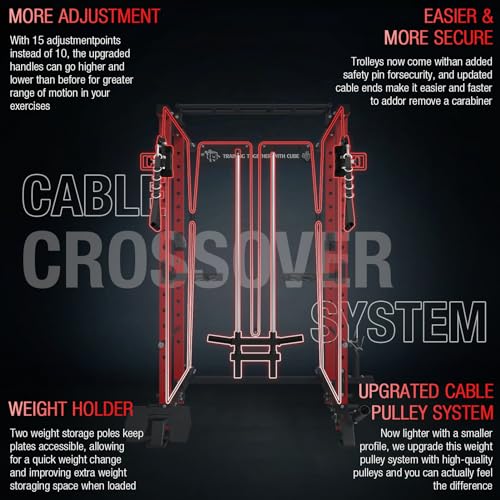Mikolo Power Cage with LAT PullDown, Cable Crossover & Pulley System Red