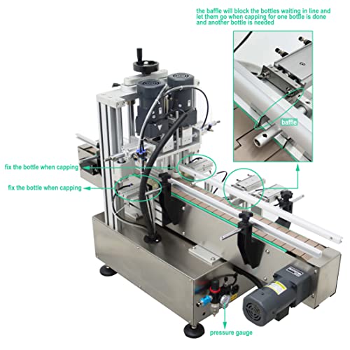 TECHTONGDA Automatic Electric Bottle Capping Machine with Conveyor Stainless Steel