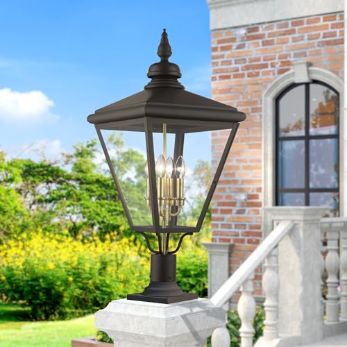 Livex 27376-07 Adams 4 Light Outdoor Post Top Lantern Black/Brushed Nickel