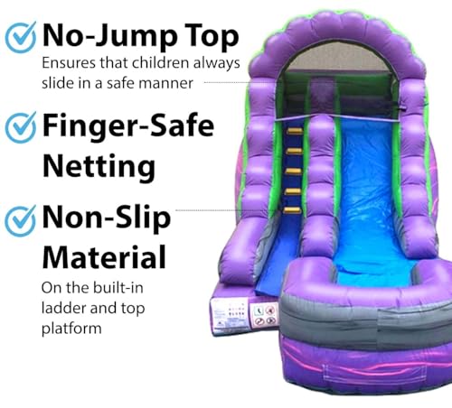 TentandTable Inflatable Water Slide for Kids and Adults, Commercial Grade, 23' L x 9' W x 12' H, Purple Marble