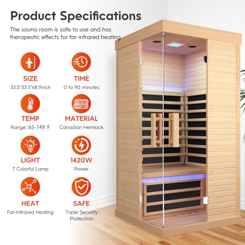 EPOFIT Single Person Far Infrared Sauna Natural