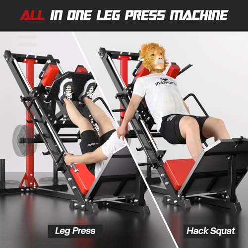Mappding Leg Press Machine Hack Squat Equipment with Red Cushion