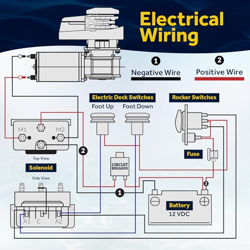 Five Oceans Vertical Windlass Kit 600W 12V with 150ft Rope & 15ft Chain Silver/Black