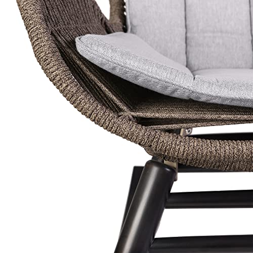 Armen Living Fanny Outdoor Patio Rocking Chair Dark Eucalyptus and Truffle