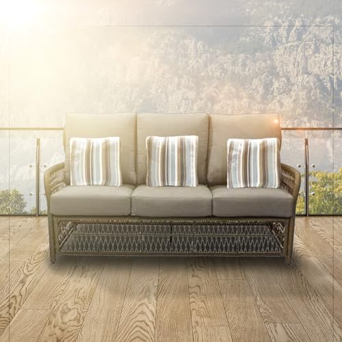 Four Seasons Courtyard Positano 3 Seater All Weather Wicker Loveseat Beige