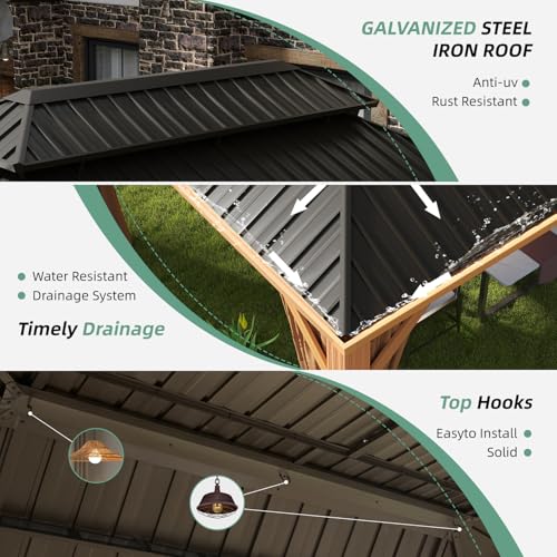 Jolydale Sonegra 10' x 12' Permanent Hardtop Gazebo Brown7