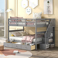 Harper & Bright Designs Full Over Full Bunk Beds with Stairs & Storage Grey