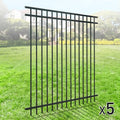 Fencer Wire Heavy Duty Flat Top Fence Barrier Panel 6FT x 6FT Black, Pack of 5