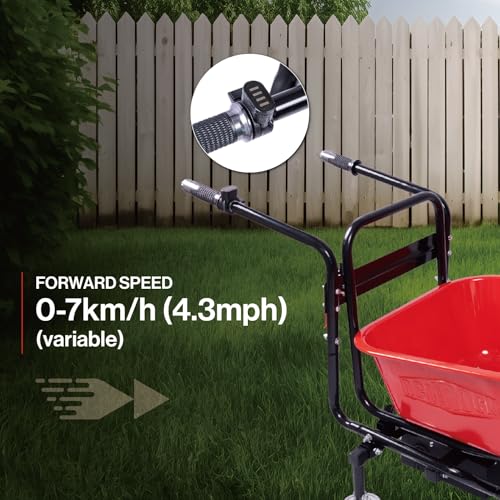 Kaimei Electric Wheelbarrow 24V Brushless Motor 330lbs Capacity All-Terrain Tires Rechargeable Battery Black+Red