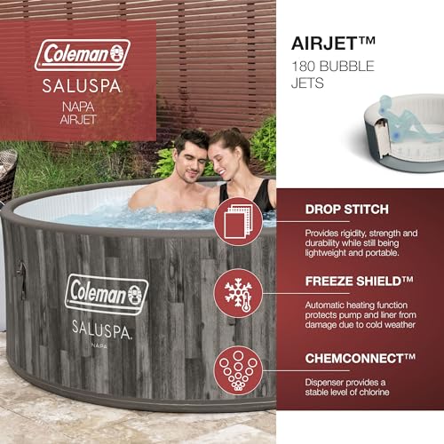 Coleman SaluSpa Napa AirJet Inflatable Hot Tub Gray Wood