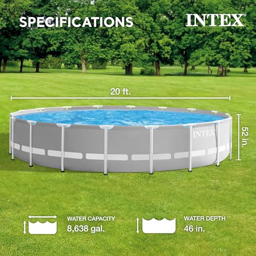 Intex Steel Frame Round Above Ground Swimming Pool Set Gray