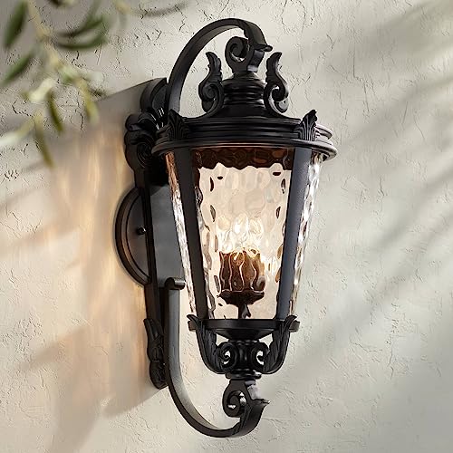 John Timberland Marseille Vintage Large Outdoor Wall Light Fixture Black