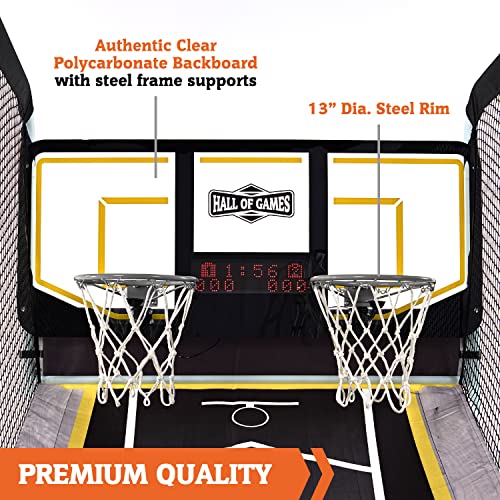 Hall of Games Xtra Long Shot EZ-Fold Premium Arcade Basketball Game Black/Yellow/White