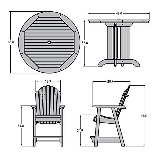 Highwood Hamilton 5 Piece Round Counter Height Dining Set Coastal Teak