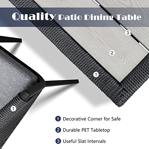 Home Care Wholesale 7-Piece Patio Dining Set for 6 with Cushions and Pillows Darker Grey Cushion