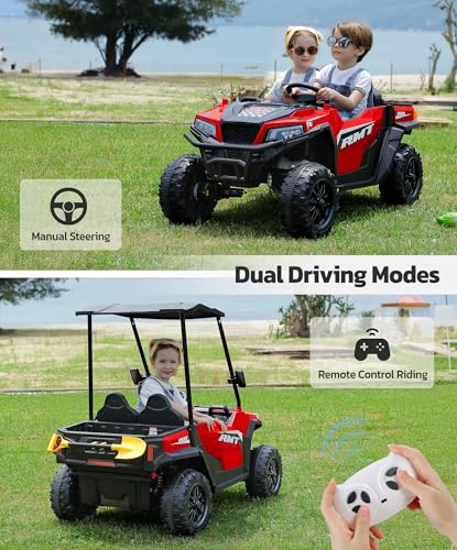 ELEMARA 24V Electric Off-Road UTV 2-Seater Kids Ride-On Truck Dark Red