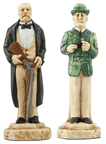 Studio Anne Carlton Sherlock Holmes Chess Set Handmade Hand Painted 5 Inches Burgundy Cream