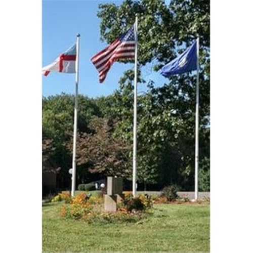 212 Main 35 ft. Fiberglass External Halyard Flagpole with Collar White