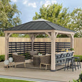 SummerCove 11x11 ft. Hardtop Cedar Wood Gazebo with Steel Roof and Bar Shelf Matte Black