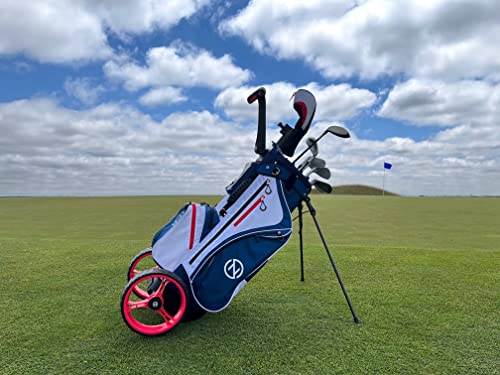 Zero Friction Wheel Pro Push Cart & Stand Bag Navy