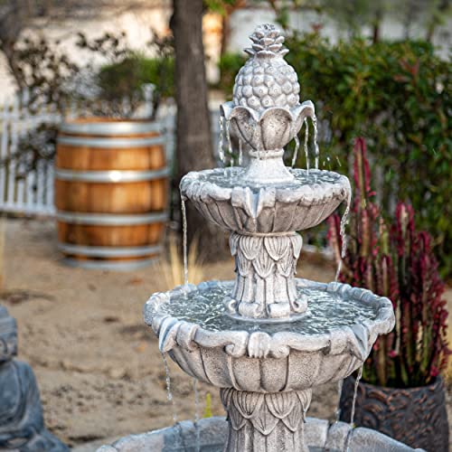 XBrand 3-Tier Outdoor Freestanding Bird Bath Fountain with Pump Gray