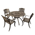Oakland Living Rose Ornate Traditional Mesh Lattice 48" Round Patio Dining Set Bronze