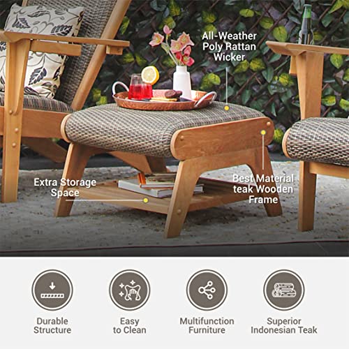 Cambridge Casual Auburn Teak Wood 2-Piece Padded Upholstered Patio Conversation Set