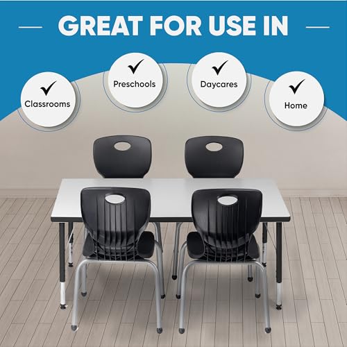 Schooled School Chair and Table Set Height Adjustable Black