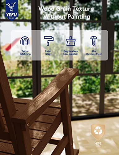 YEFU Outdoor Rocking Chair Set of 4 Heavy Duty Poly Lumber Teak