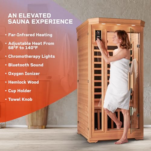LifePro 1 Person Far Infrared Home Sauna Brown