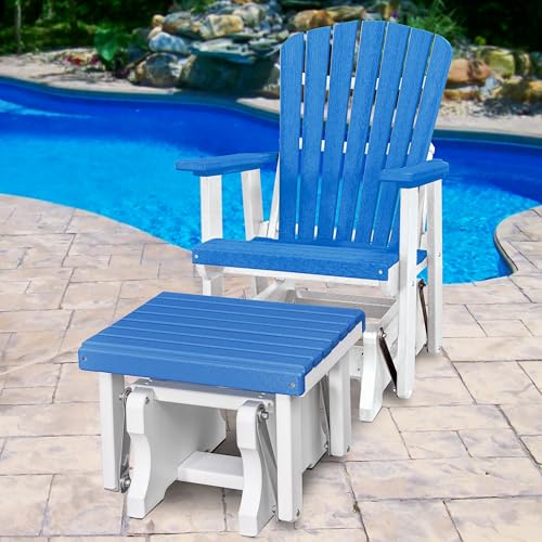 American Furniture Classics Chair and Gliding Glider Ottoman Combo Blue and White