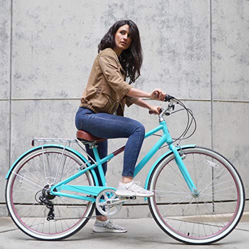 sixthreezero Women's 7-Speed Hybrid Road Bike with Rear Rack, 28-Inch Wheels, Cream