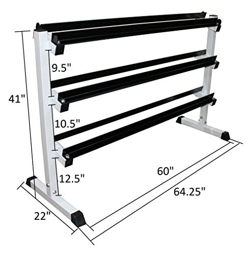 Ader Sporting Goods Black Rubber Dumbbell Set with Rack 554 LBs