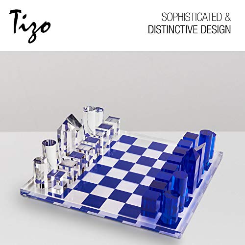 TIZO Elegant 13” Lucite Chess Set Blue