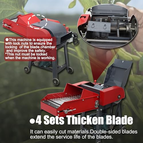 HayWHNKN Chaff Cutter Straw Corn Pulverizer Machine Red