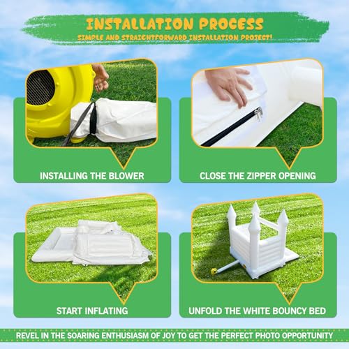 OZIS Inflatable White Bounce House Castle with Ball Pit 13x10x10FT