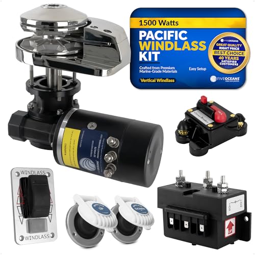 Five Oceans Vertical Windlass Kit 1500W 12V DC Silver/Black