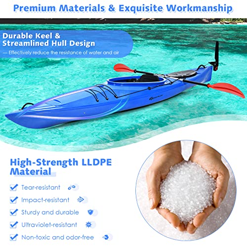 GLOBALWAY 12FT Sit-in Kayak with Storage, 1-Person Surfing Raft Blue