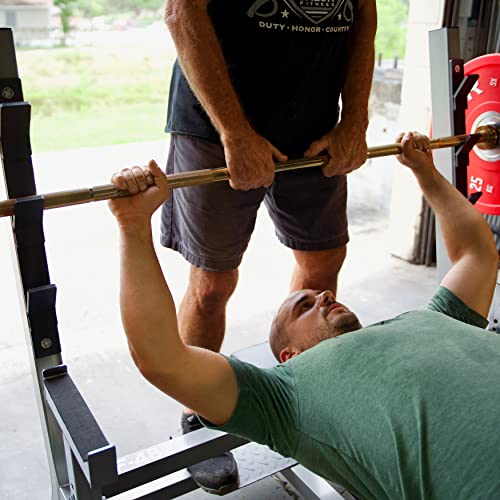 Valor Fitness Olympic Weight Bench Press Station - Spotter Arms | Adjustable Safety Catch Max 500 lbs - Power Lifting Home Gym Workout Equipment BF-48 Metallic Grey and Black