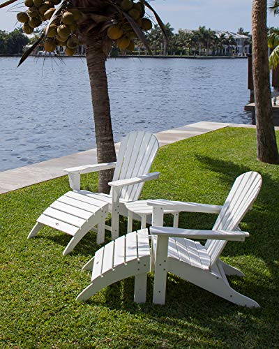 Polywood South Beach 5-Piece Adirondack Chair Set with Side Table & Ottomans Black