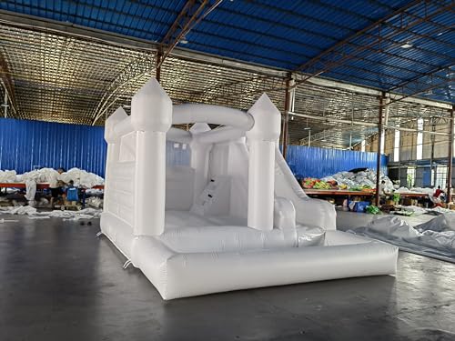 Alessia Cara Inflatable White Castle Bounce House with Slide & Ball Pit
