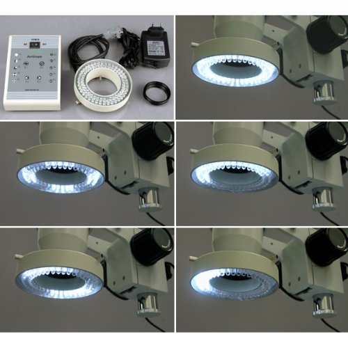 AmScope Digital Trinocular Stereo Zoom Microscope with LED Ring Light White
