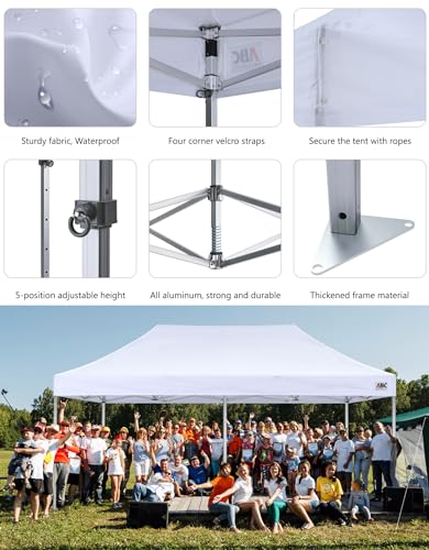ABCCANOPY Aluminum Pop Up Canopy Tent 10x20 Heavy Duty with 6 Sandbags White